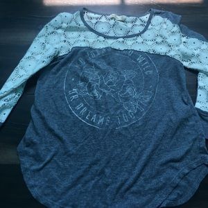 Lace sleeve and neckline long sleeve